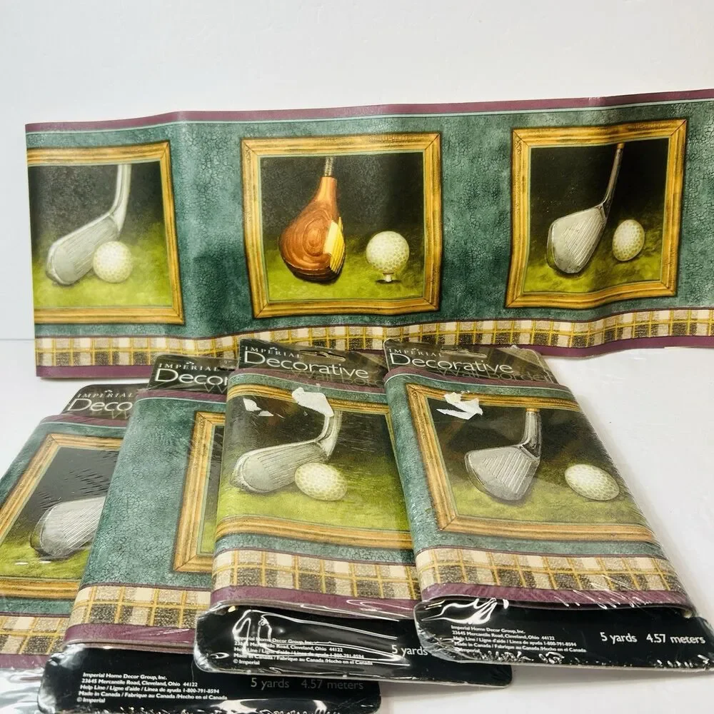 Vintage Imperial Golf Clubs Wallpaper Border Lot of 5 Packages 25 Yards Total